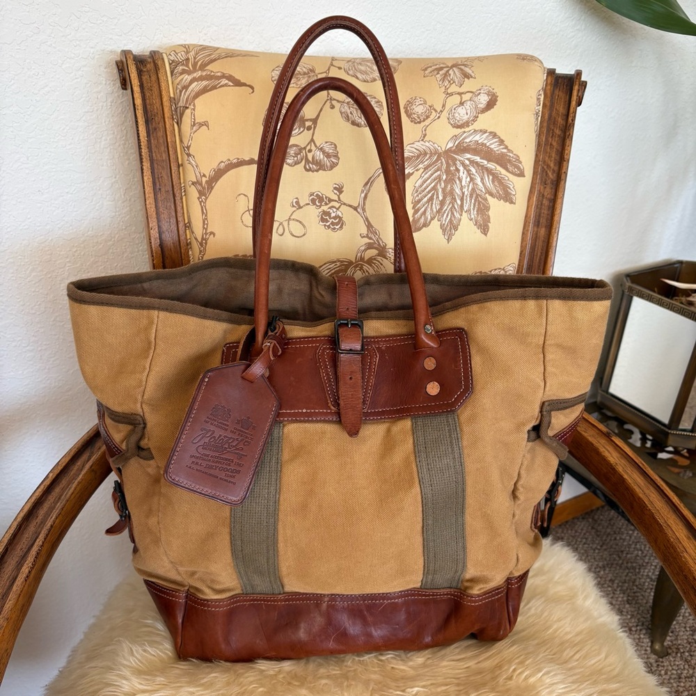 90’s Polo Ralph Lauren Vintage 90's Canvas leather Tote Bag